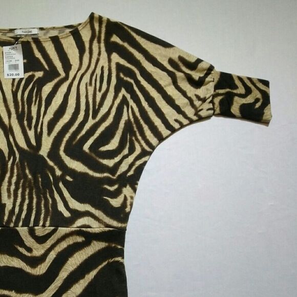 Teenbell Top Brown Tan Tiger Print Stripes - Picture 4 of 8